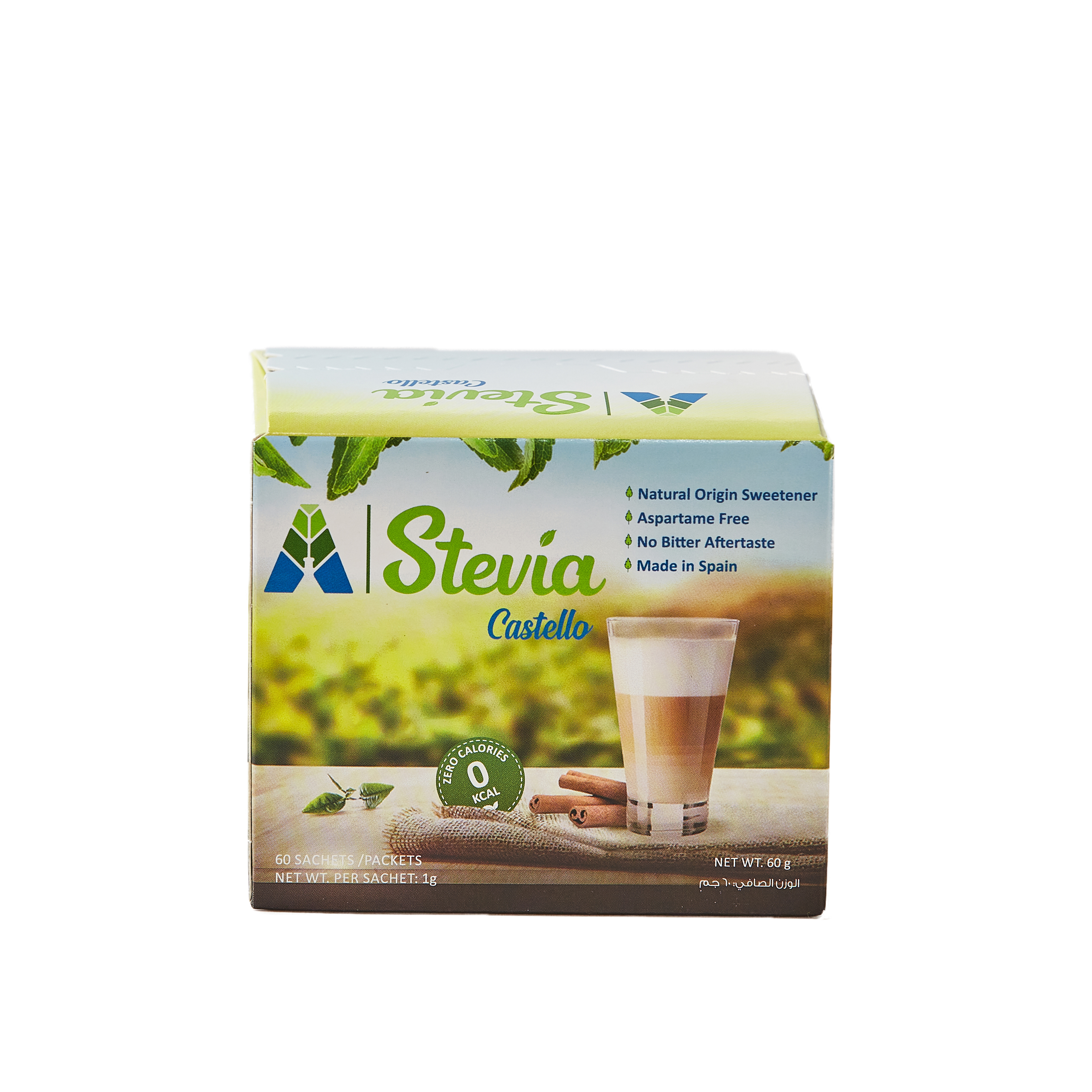 Stevia Castello box of 60 sachets zero calorie sweetener