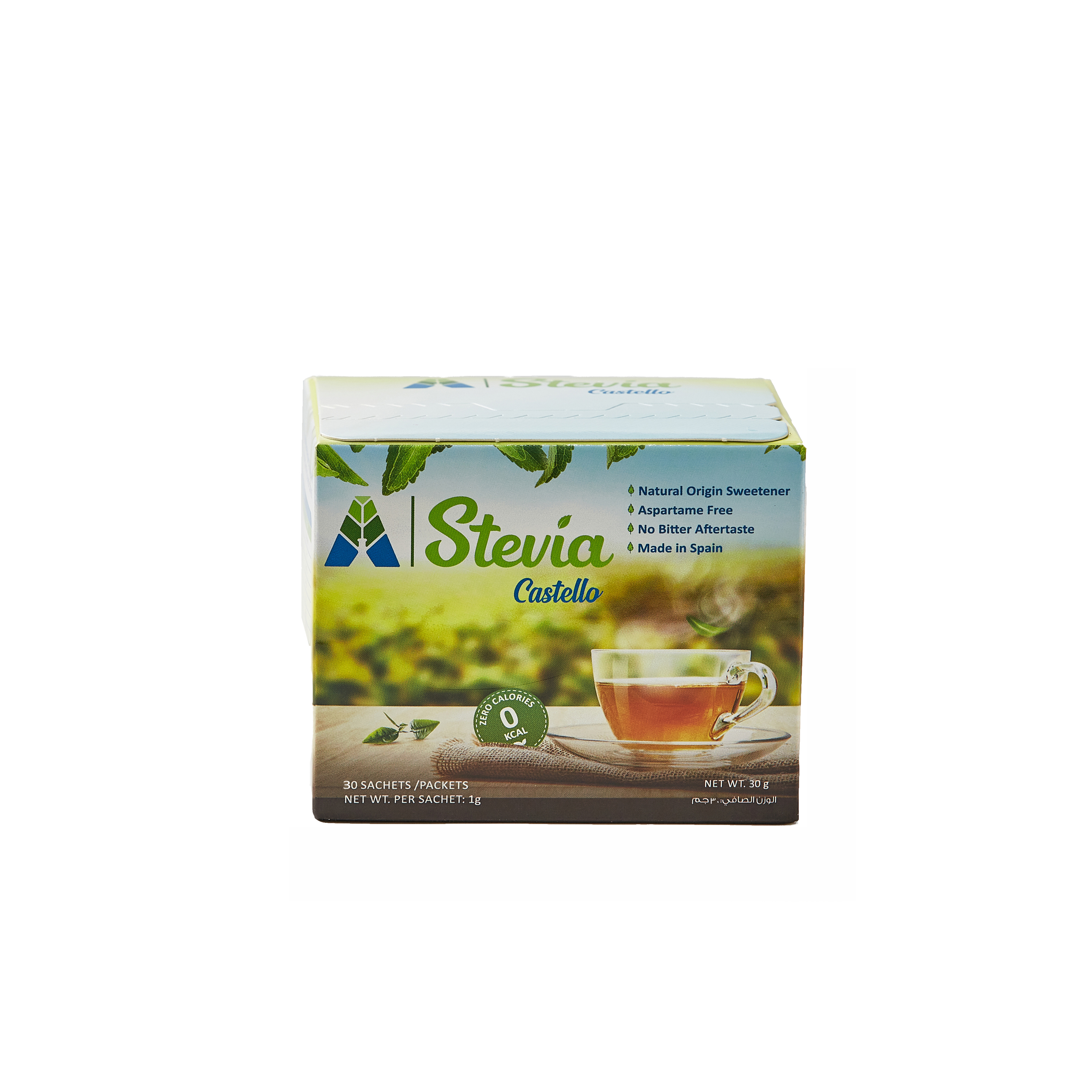 Stevia Castello box of 30 sachets zero calorie sweetener